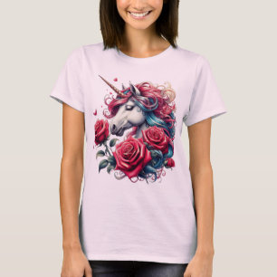 Camiseta Unicórnio encantado com Rosas: Uma Sinfonia de Ele