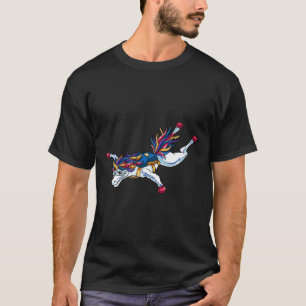 Camiseta Unicórnio Engraçado de Paraquedismo em Queda Livre