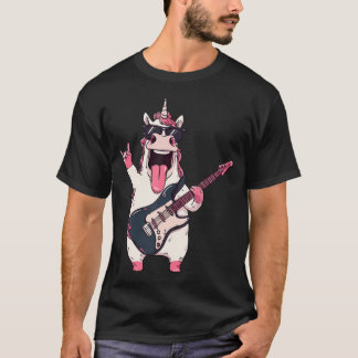 Camiseta Unicórnio Engraçado Guitarra Rock Música Animal Di