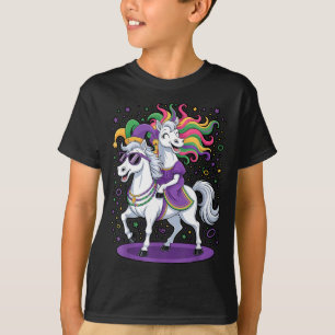 Camiseta Unicórnio Engraçado Montando Cavalo Chapéu de Bobo