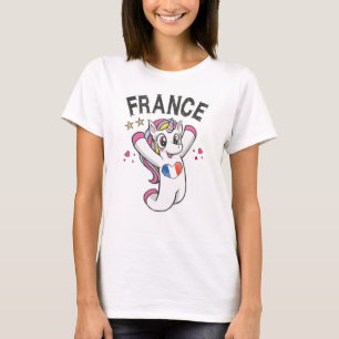 Camiseta Unicórnio fã de futebol da França com bandeira do 