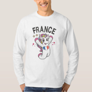 Camiseta Unicórnio fã de futebol da França com bandeira do 