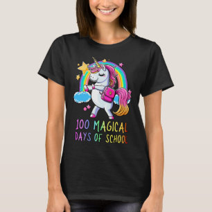 Camiseta Unicórnio Feliz 100º Dia de Escola 100 Dias Mágico