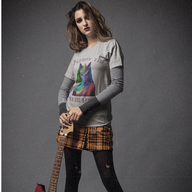 Camiseta Unicórnio Feminista Destrui O Patriarcado Arco-Íri (Criador carregado)