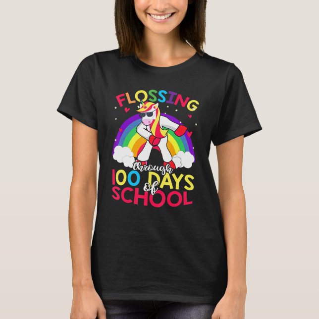 Camiseta Unicórnio Flexibindo 100 Dias De Escola 100º (Frente)
