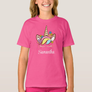 Camiseta Unicórnio Floral Colorido Personalizado