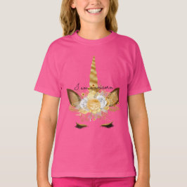 Camiseta Unicórnio Floral Dourado