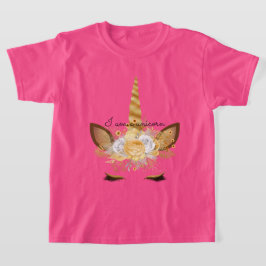 Camiseta Unicórnio Floral Dourado