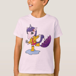 Camiseta Unicórnio Floral Rosa Simples e Bonito no Raincoat