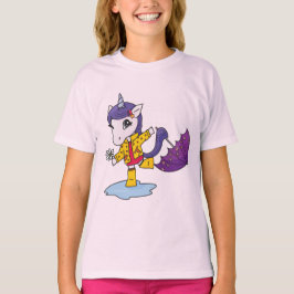 Camiseta Unicórnio Floral Rosa Simples e Bonito no Raincoat