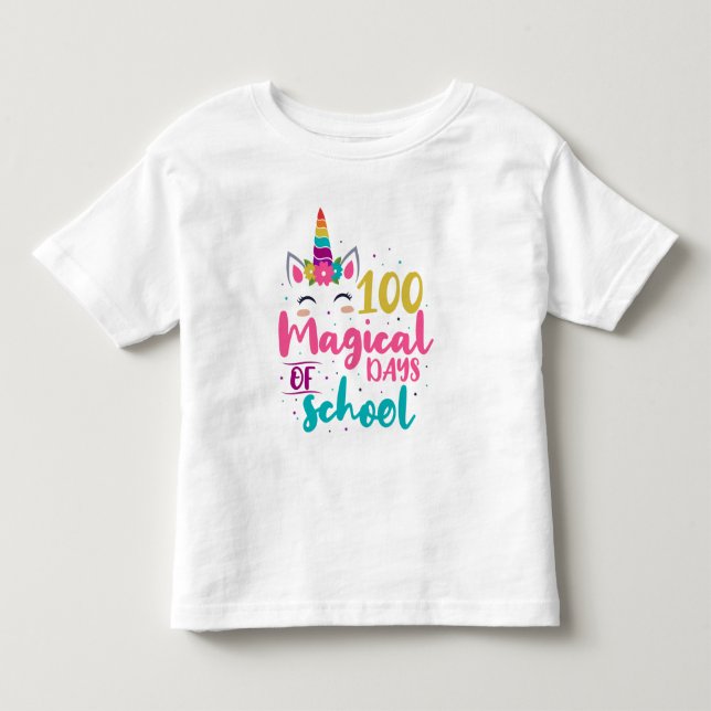 Camiseta Unicórnio Fofo 100 Dias Mágicos De Escola (Frente)