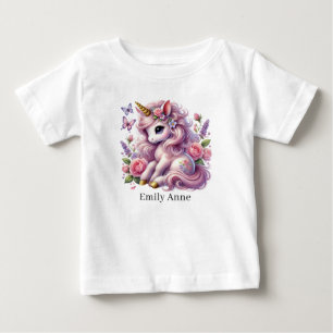 Camiseta Unicórnio fofo adicionar nome fantasia Bebê