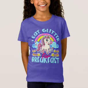Camiseta Unicórnio Fofo Como Eu Como Purpurina No Café da M