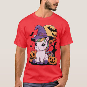 Camiseta Unicórnio Fofo de Halloween Garotas Mulheres Unicó