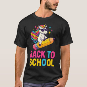 Camiseta Unicórnio Fofo De Volta à Escola Primeiro Dia de A