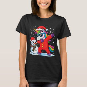 Camiseta Unicórnio Fofo Fazendo Dab Engraçado Natal Boneco