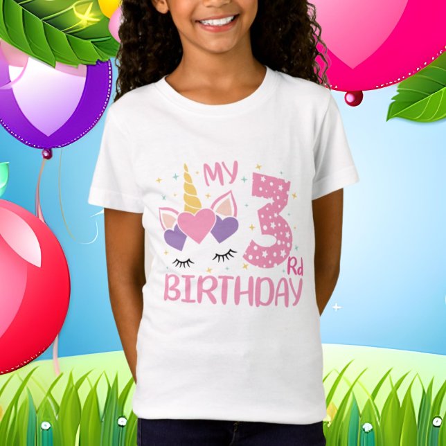 Camiseta unicórnio fofo três Aniversário (Criador carregado)