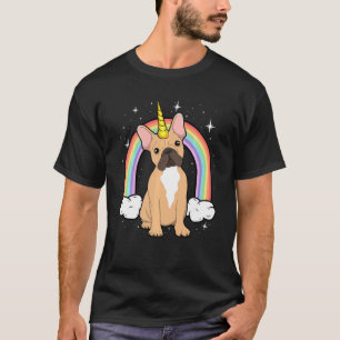 Camiseta Unicórnio Francês Bulldog Frenchie Rainbow Gala Es