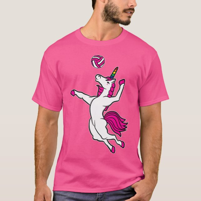 Camiseta Unicórnio Funny De Voleibol Para Garotas De Voleib (Frente)