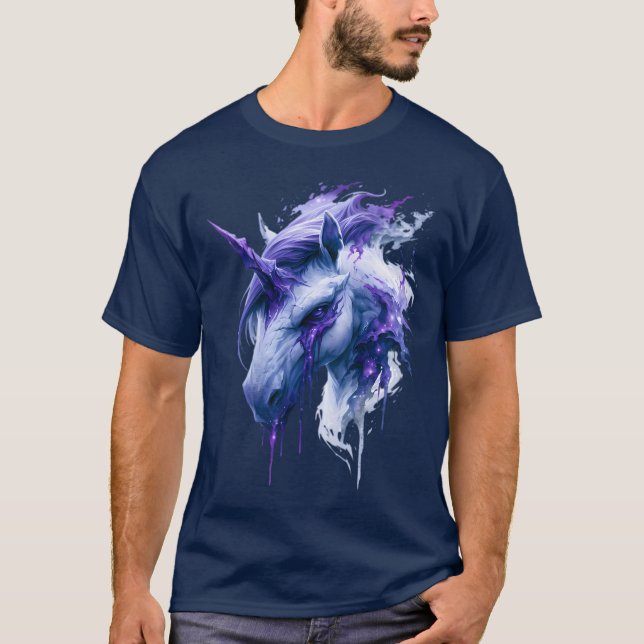 Camiseta Unicórnio Galáxia Dark Fantasy (Frente)