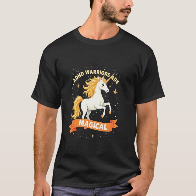 Camiseta Unicórnio Guerreiro Empoderado com TDAH Orgulho da (Frente)