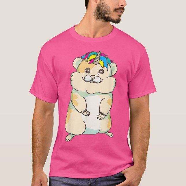 Camiseta Unicórnio Guiné Porco Legal Cavalo de Hamster Engr (Frente)
