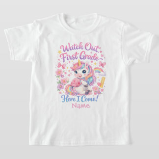 Camiseta Unicórnio Kawaii em Aquarela Pastel Volta às Aulas