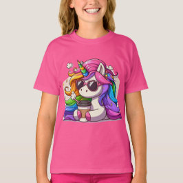 Camiseta Unicórnio Legal com Óculos de Sol e Café