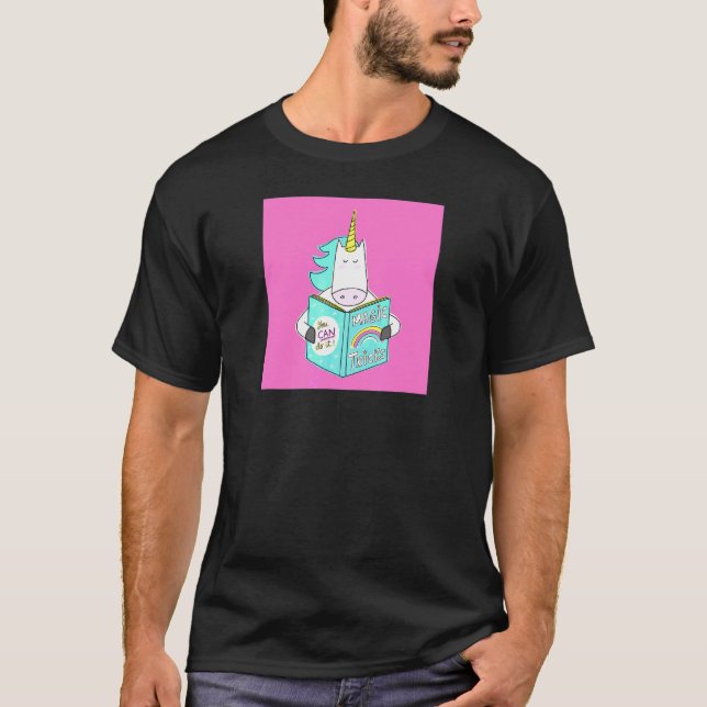 Camiseta Unicórnio Lendo Truques Mágicos Livro Humor Corant (Frente)