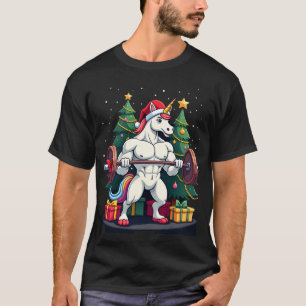 Camiseta Unicórnio Levantando Peso de Natal Levantamento Te