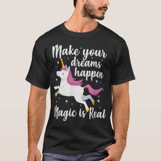 Camiseta Unicórnio Magical Faz Seus Sonhos Acontecerem Mági