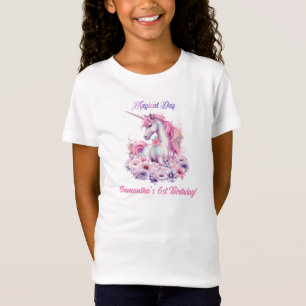 Camiseta unicórnio mágico de aniversário da Menina do Dia M