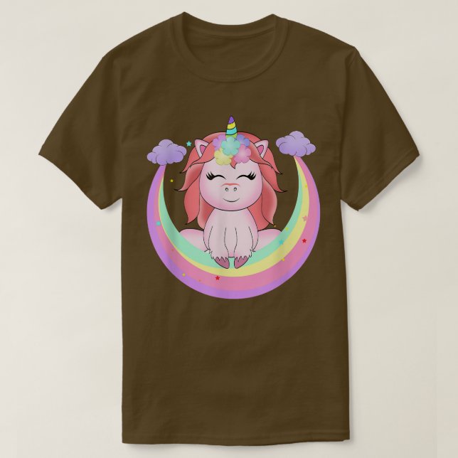 Camiseta Unicórnio Mágico e Arco-Íris (Frente do Design)