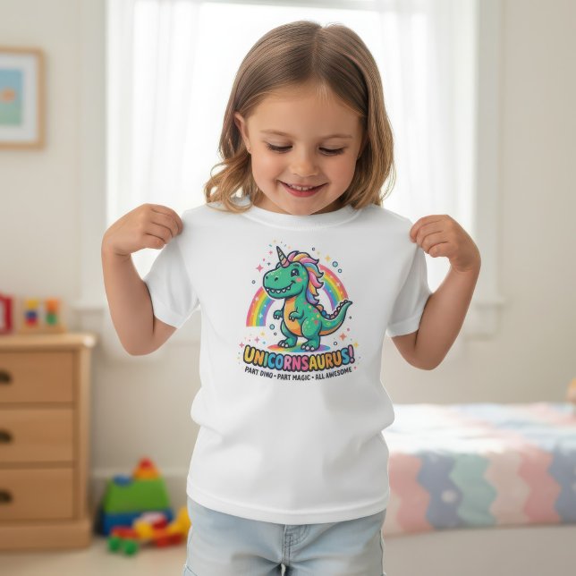 Camiseta Unicórnio Magico-saurus Dinossauro Arco-íris (Criador carregado)