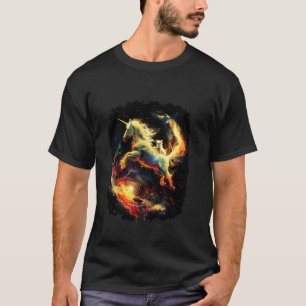 Camiseta Unicórnio Montando Gato Galáxia