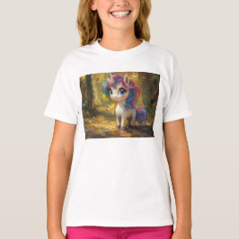 Camiseta Unicórnio na pintura florestal