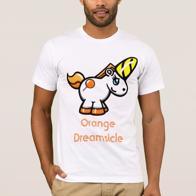 Camiseta Unicórnio!!  O Dreamsicle alaranjado (Frente)
