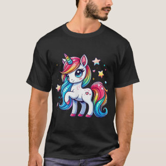 Camiseta Unicórnio Para Meninas Unicórnio Mágico Arco-íris 
