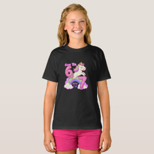 Camiseta Unicórnio Pastelcore 'Tchau 6 Estou 7'