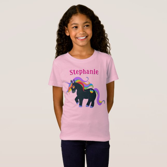 Camiseta Unicórnio Preto Personalizado (Frente Completa)