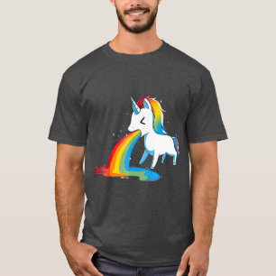 Camiseta Unicórnio Puking Rainbows Gráfico Arco-Íris Eng
