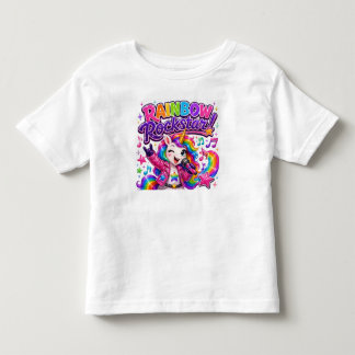 Camiseta Unicórnio Rockstar Arco-Íris