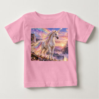 Camiseta Unicórnio Rosa Arco-Íris Encantado