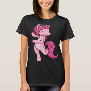 Camiseta Unicórnio Rosa Dançante Para Mulheres e Raparigas