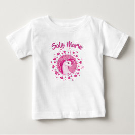 Camiseta Unicórnio Rosa E Corações Inicializados