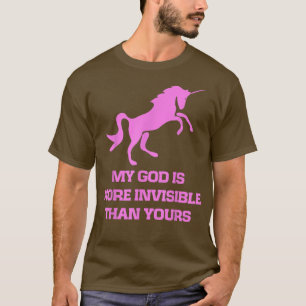 Camiseta Unicórnio Rosa, Meu Deus é mais invisível que o se
