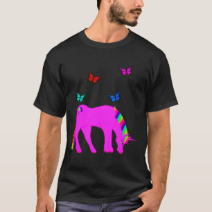 Camiseta Unicórnio Roxo e Borboletas Camisa-T Masculina ZKO