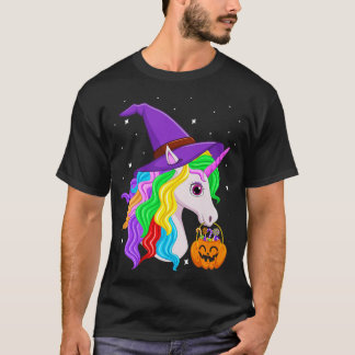 Camiseta Unicórnio Segurando Cheio De Abóbora De Halloween