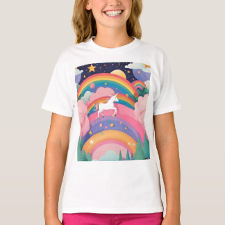 Camiseta Unicórnio Sonha Com Uma Prance Mágica Através de P