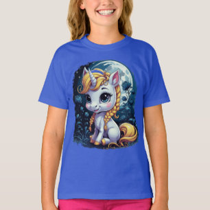 Camiseta Unicórnio Sonhador Lua Doce Pequeno Unicórnio